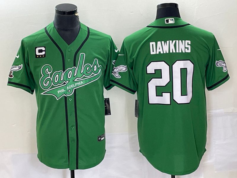 Men Philadelphia Eagles #20 Dawkins Green Co Branding Game NFL Jersey style 1